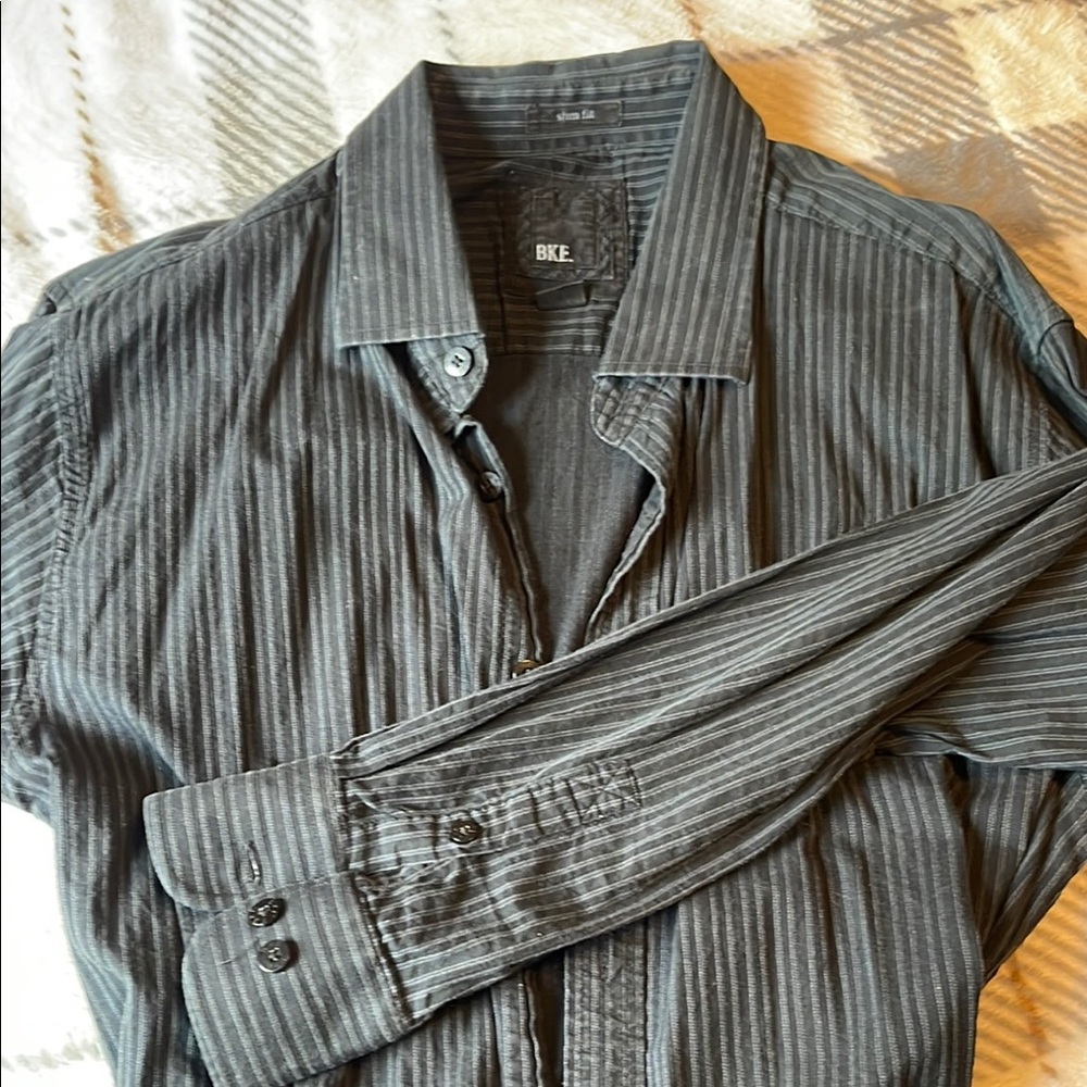 BKE Men's Striped Gray Jacket